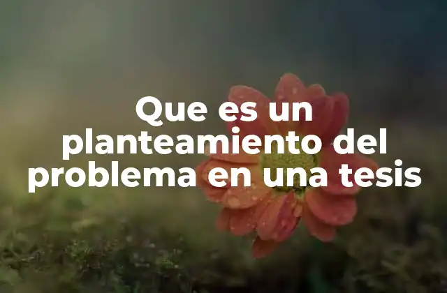 Que es un Planteamiento Del Problema en una Tesis