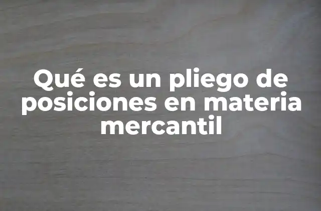 Qué es un Pliego de Posiciones en Materia Mercantil 2 El papel del pliego de posiciones en el derecho mercantil