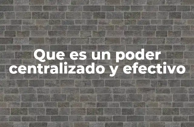 Que es un Poder Centralizado y Efectivo 2 La importancia del control político unificado en la gobernanza