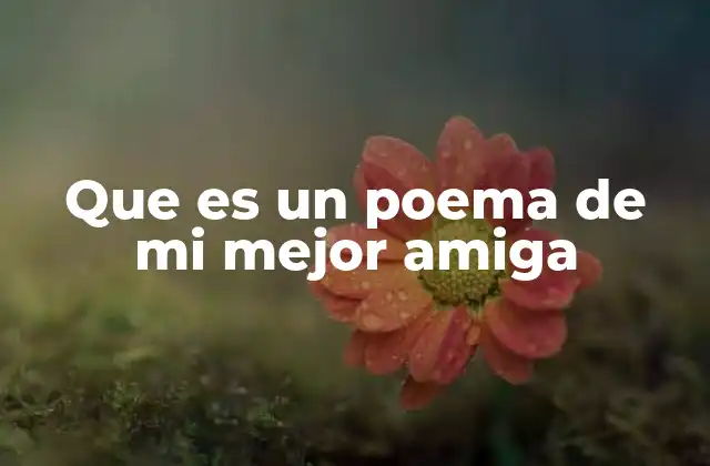 Que es un Poema de Mi Mejor Amiga