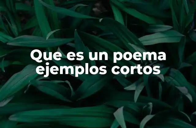 Que es un Poema Ejemplos Cortos