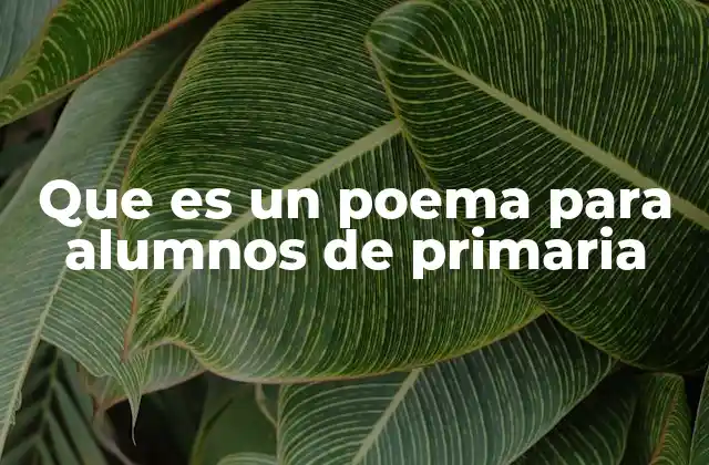 Que es un Poema para Alumnos de Primaria
