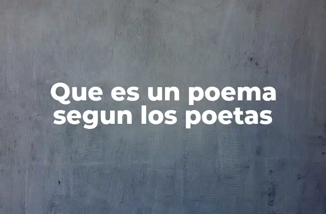 Que es un Poema Segun los Poetas