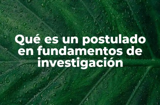 Qué es un Postulado en Fundamentos de Investigación