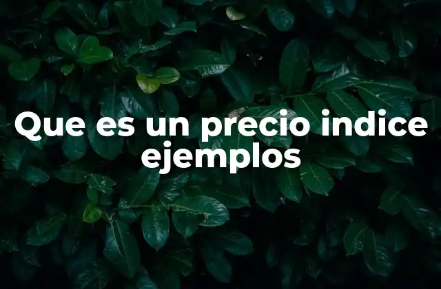 Que es un Precio Indice Ejemplos