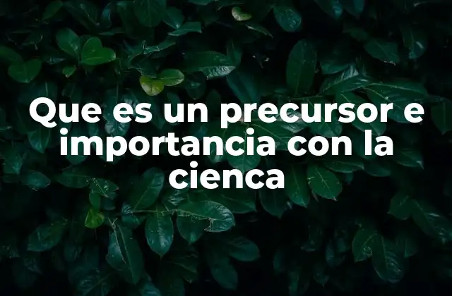 Que es un Precursor e Importancia con la Cienca