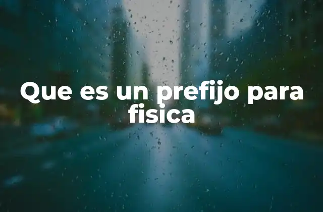 Que es un Prefijo para Fisica