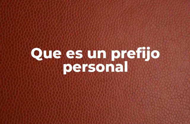 Que es un Prefijo Personal