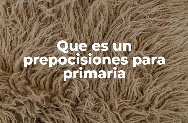 Que es un Prepocisiones para Primaria
