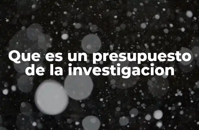 Que es un Presupuesto de la Investigacion