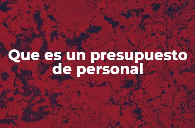 Que es un Presupuesto de Personal