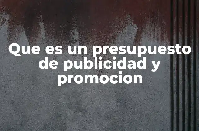 Que es un Presupuesto de Publicidad y Promocion