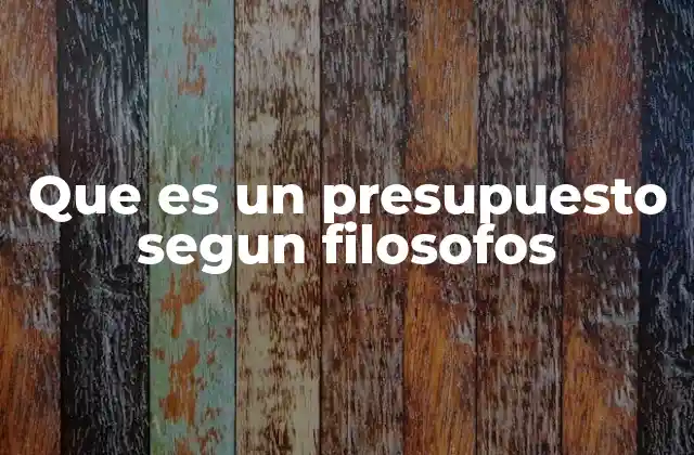 Que es un Presupuesto Segun Filosofos