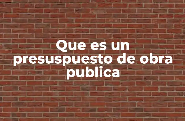 Que es un Presuspuesto de Obra Publica