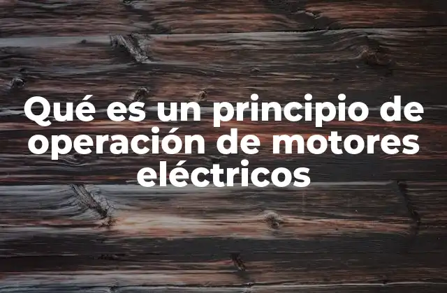 Qué es un Principio de Operación de Motores Eléctricos