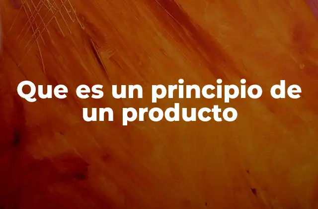Que es un Principio de un Producto