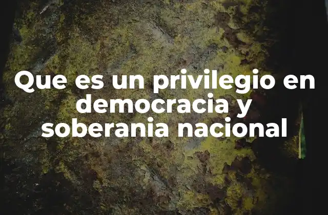 Que es un Privilegio en Democracia y Soberania Nacional