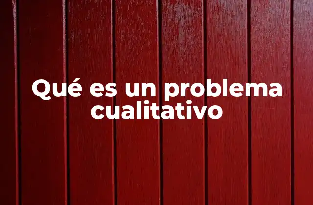 Qué es un Problema Cualitativo