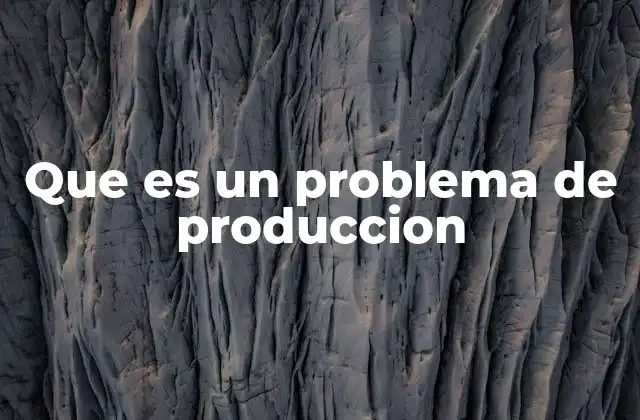 Que es un Problema de Produccion