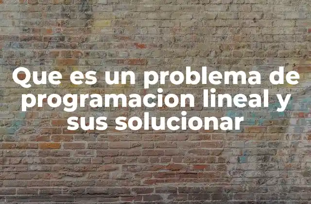 Que es un Problema de Programacion Lineal y Sus Solucionar