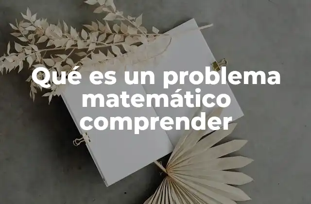 Qué es un Problema Matemático Comprender