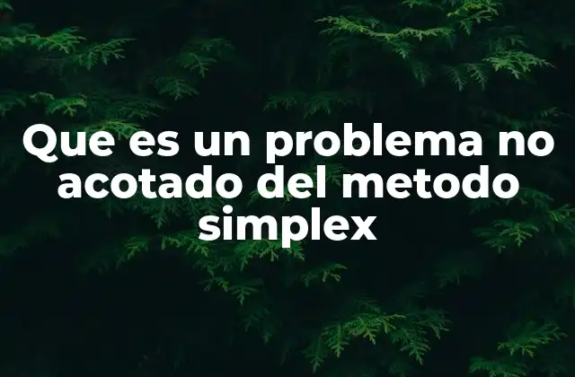 Que es un Problema No Acotado Del Metodo Simplex