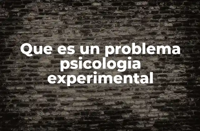 Que es un Problema Psicologia Experimental