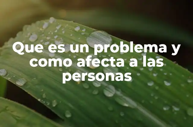 Que es un Problema y como Afecta a las Personas
