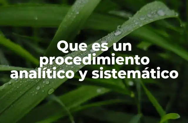Que es un Procedimiento Analítico y Sistemático