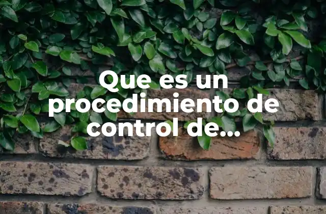 Que es un Procedimiento de Control de Instrumentos de Medición