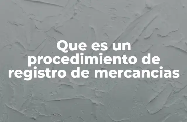 Que es un Procedimiento de Registro de Mercancias