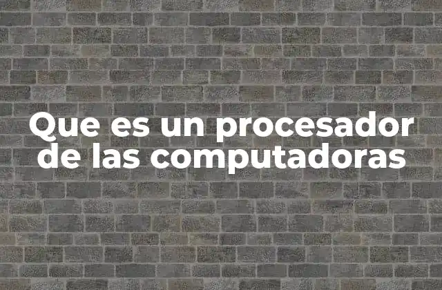 Que es un Procesador de las Computadoras