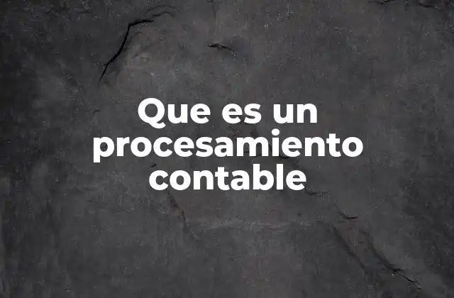 Que es un Procesamiento Contable