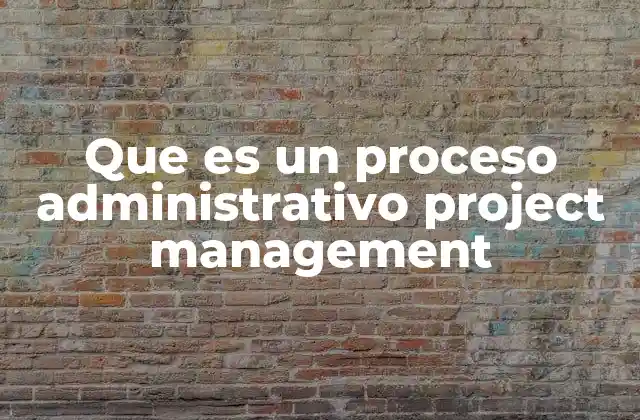 Que es un Proceso Administrativo Project Management
