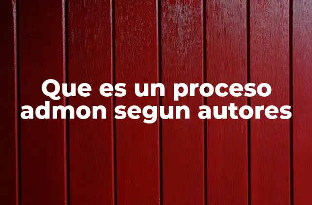 Que es un Proceso Admon Segun Autores