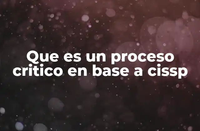 Que es un Proceso Critico en Base a Cissp