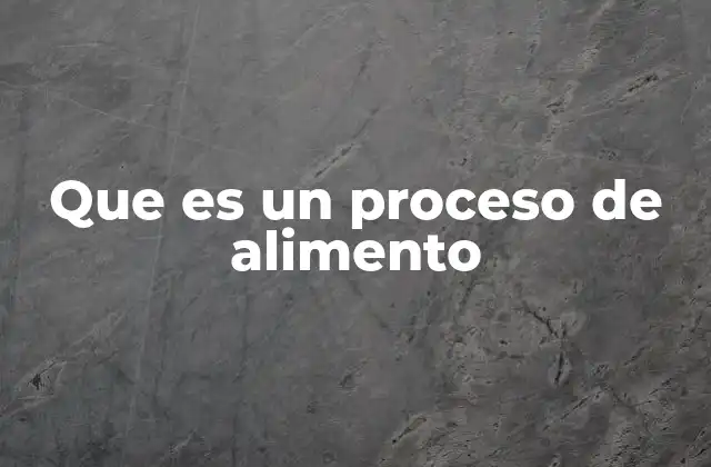 Que es un Proceso de Alimento