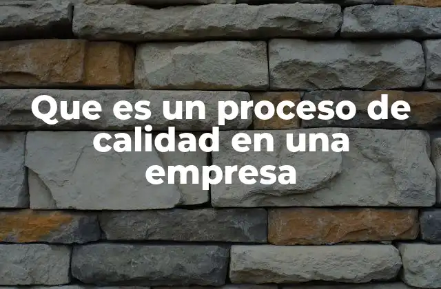 Que es un Proceso de Calidad en una Empresa