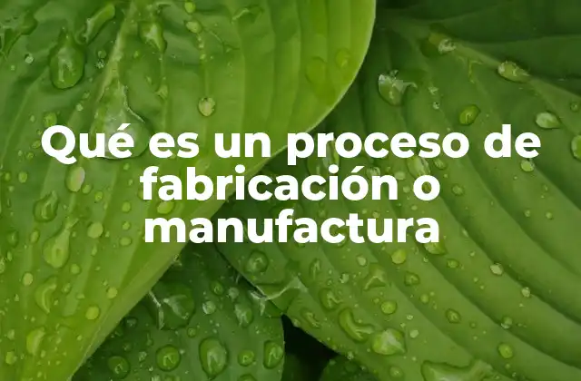 Qué es un Proceso de Fabricación o Manufactura
