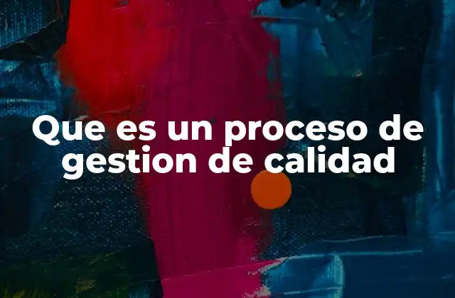 Que es un Proceso de Gestion de Calidad