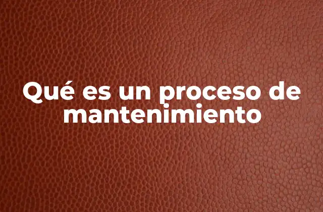 Qué es un Proceso de Mantenimiento