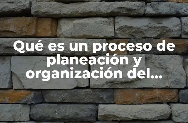 Qué es un Proceso de Planeación y Organización Del Trabajo