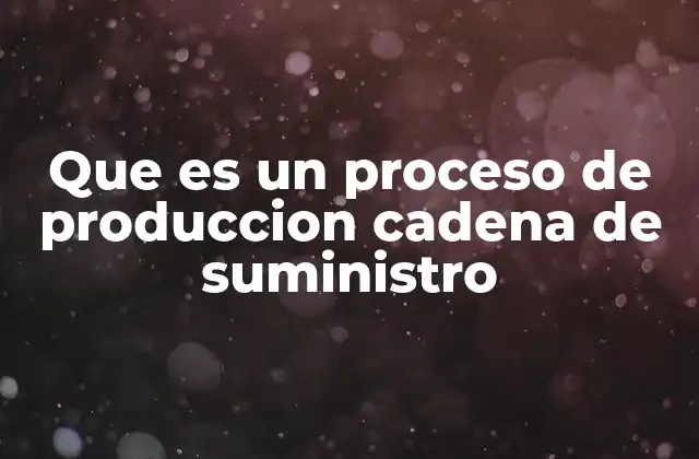 Que es un Proceso de Produccion Cadena de Suministro