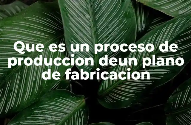 Que es un Proceso de Produccion Deun Plano de Fabricacion