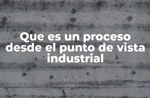 Que es un Proceso desde el Punto de Vista Industrial
