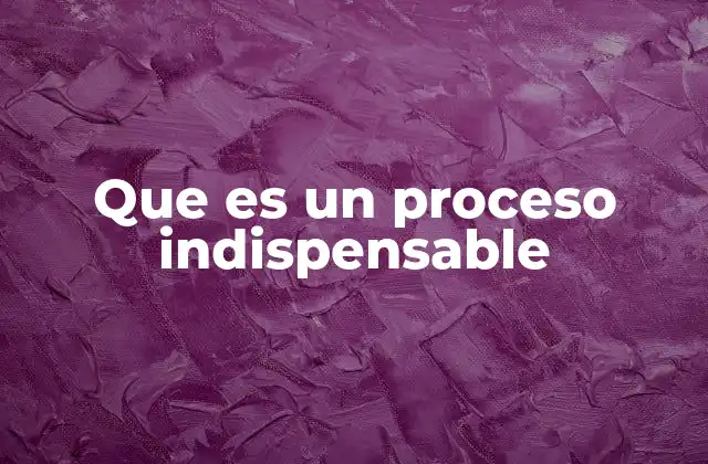 Que es un Proceso Indispensable