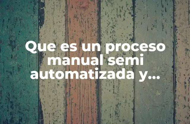 Que es un Proceso Manual Semi Automatizada y Automatizado