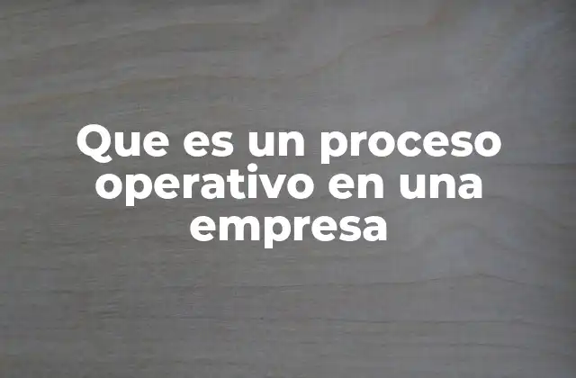 Que es un Proceso Operativo en una Empresa