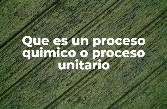 Que es un Proceso Quimico o Proceso Unitario