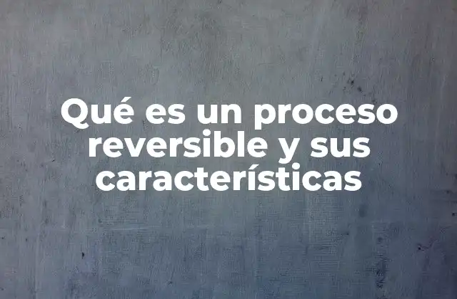 Qué es un Proceso Reversible y Sus Características